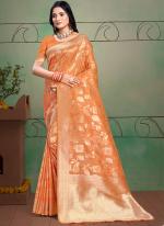 Cotton Silk Orange Traditional Wear Weaving Saree